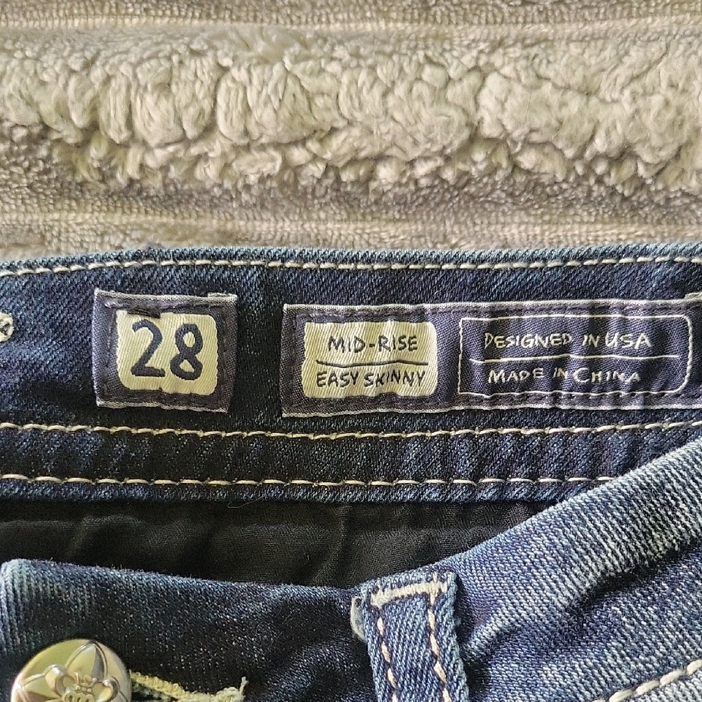 Miss Me Blue Skinny Jeans with Distinctive Stitching